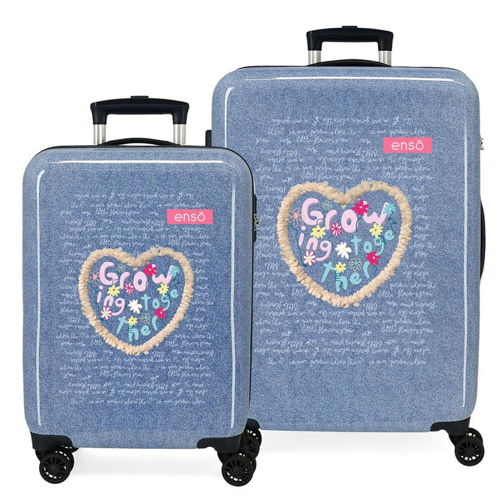 Enso Together Growing Koffer-Set, blau, 55/68 cm, starr, ABS-Kombinationsverschluss, seitlich, 104 l
