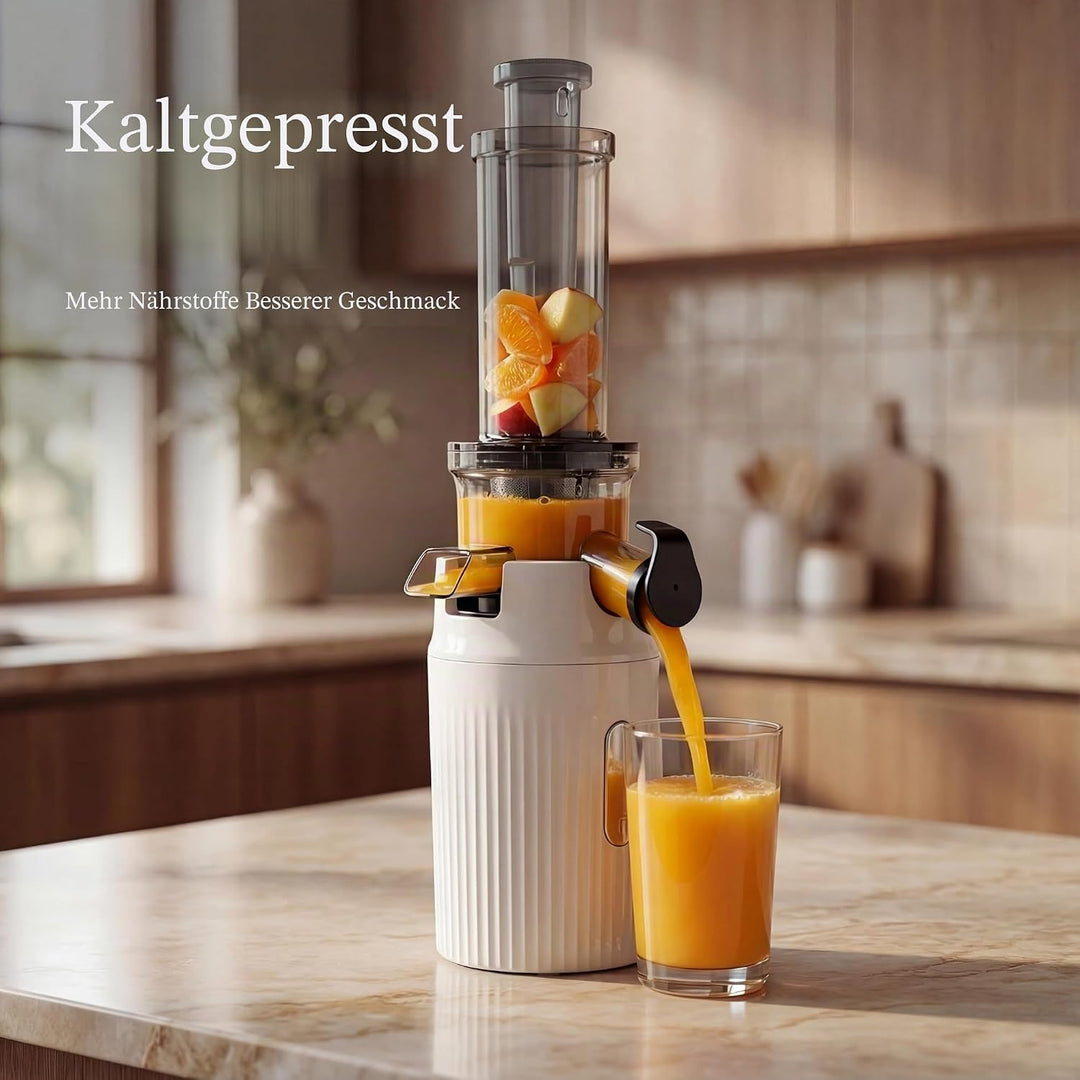 Zuminstant Compact Elektrische Saftpresse: kaltgepresst, reich an Nährstoffen, schäumender Entsafter
