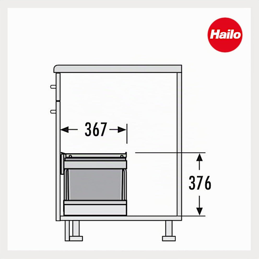 Hailo Abfallsammler 3644801 | 3-fach Raumspar Tandem Mülleimer | 2x 8.5 + 12L Abfalleimer | Ausfahra