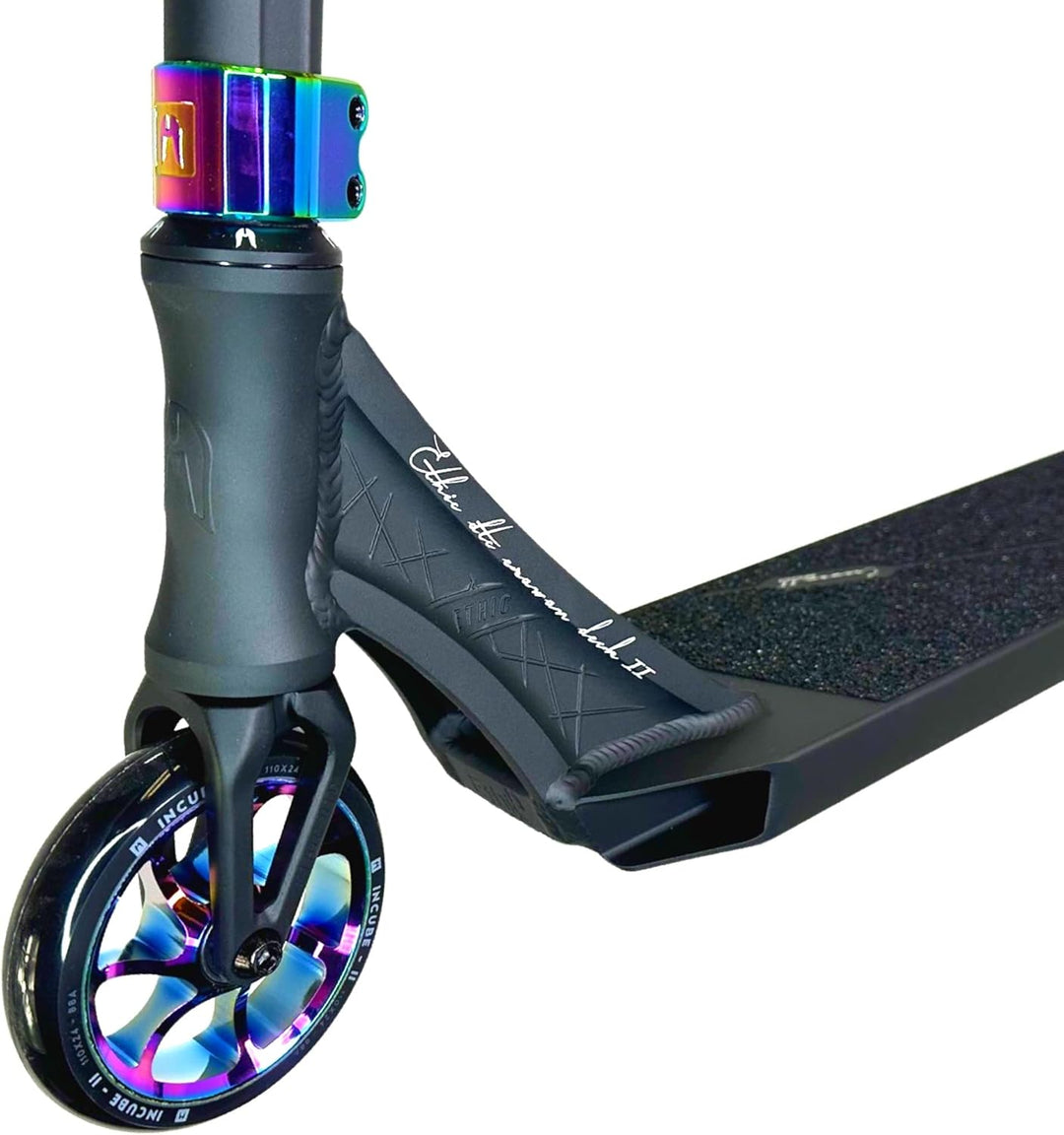 Ethic Erawan Stunt-Scooter komplett H=85cm + Fantic26 Sticker Schwarz / Rainbow Neochrome, Schwarz /