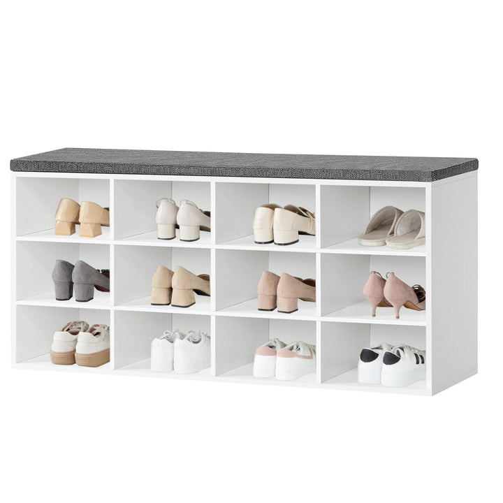 HOOBRO Schuhbank mit 12 Fächern, Schuhregal mit gepolsterter Sitzbank, Schuhschrank, für Flur, Wohnz