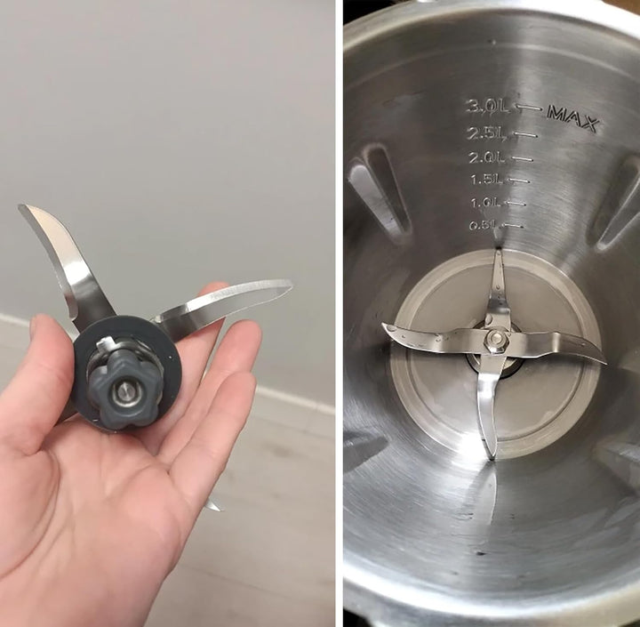 Blender Klinge, Zubehör für Stabmixer aus Edelstahl, 4-Blatt Blender mit 5 Zähnen Ersatzteil Eismess