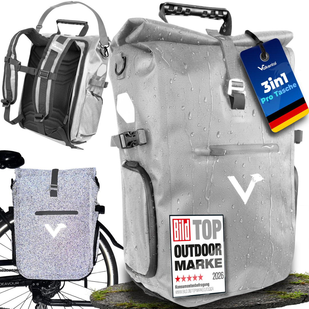 Valkental® - 3in1 Fahrradtasche Pro - Das Original - Hochwertiges Nylon - 23L Volumen - Geeignet als