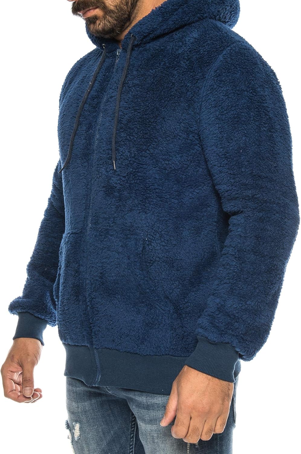 Raff &Taff Herren Kapuzenjacke Teddy Fleece Plüschjacke mit Kapuze Casuale Zip Hoodie Cardigan mit K
