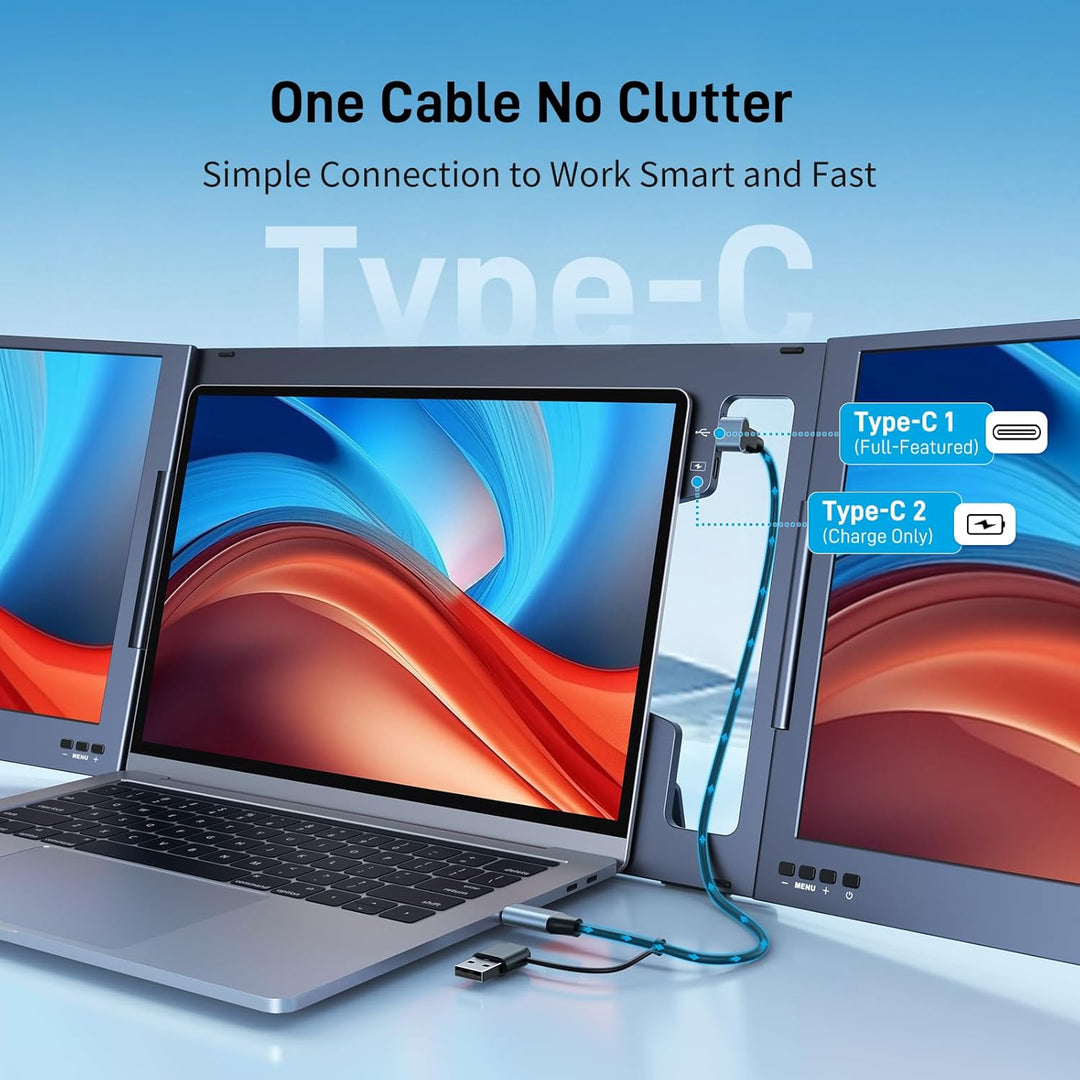 Yinker 15.6" FHD Triple Screen Laptop Erweiterung Laptop Screen Extender EIN-Kabel-Verbindung für 11