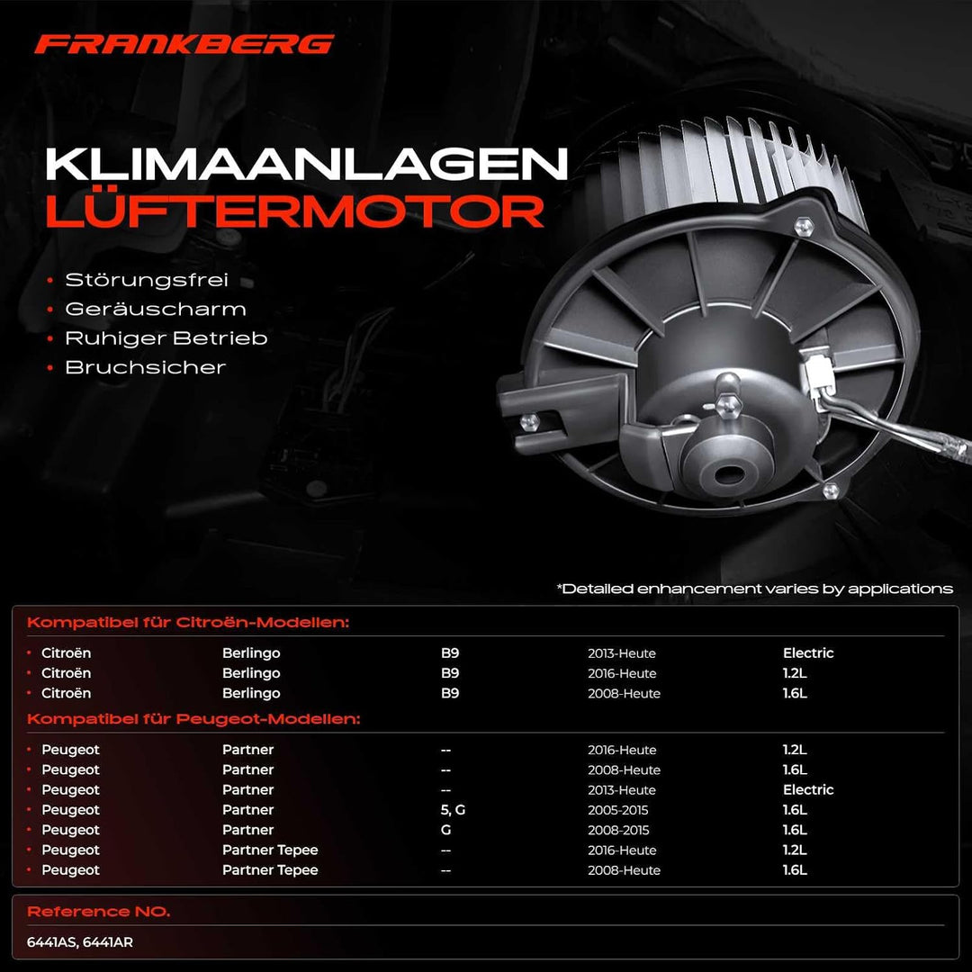 Frankberg Heizungsgebläse Gebläsemotor Kompatibel mit Berlingo B9 2008-Heute Berlingo Multispace B9