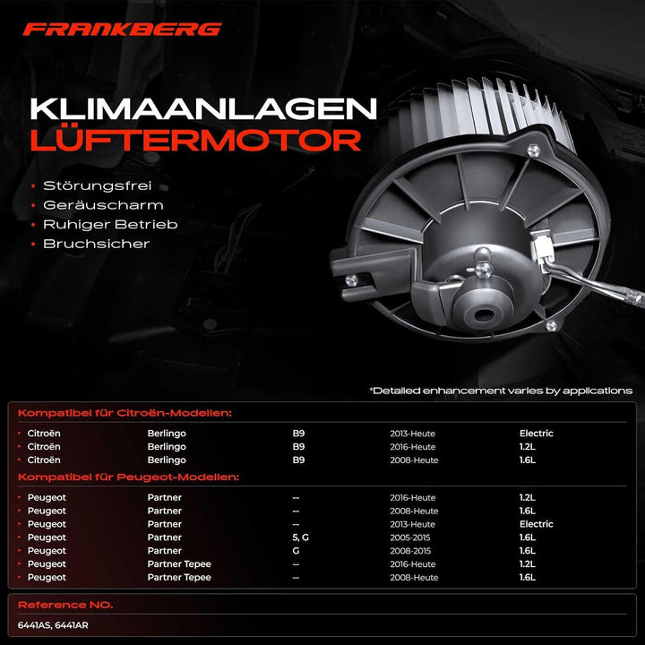 Frankberg Heizungsgebläse Gebläsemotor Kompatibel mit Berlingo B9 2008-Heute Berlingo Multispace B9
