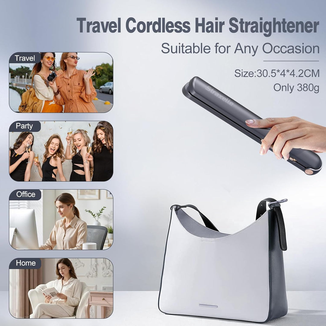 2 in 1 Glätteisen Locken und Glätten, 160°C-220°C Reise Glätteisen Kabellos 10000mAh Akku Haarglätte