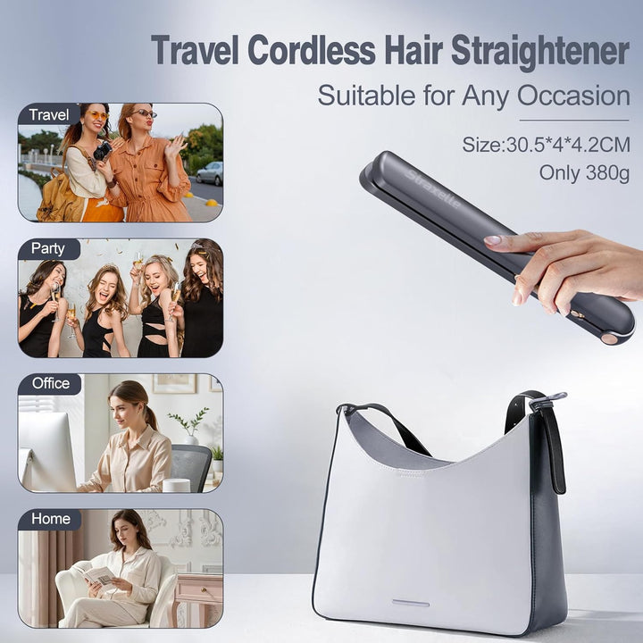 2 in 1 Glätteisen Locken und Glätten, 160°C-220°C Reise Glätteisen Kabellos 10000mAh Akku Haarglätte