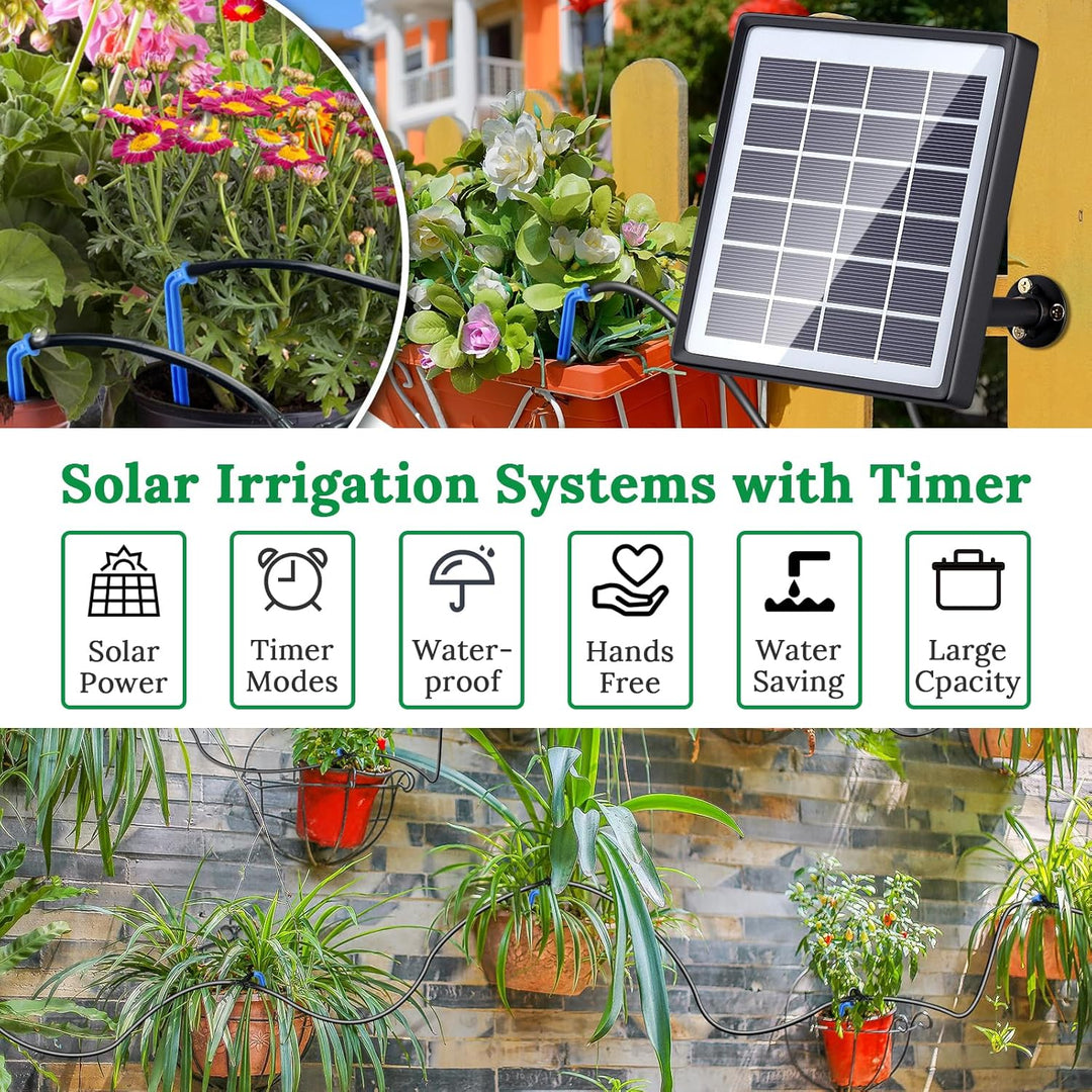 Solar Bewässerungssystem, SoulBay Automatisches Bewässerungssystem Set mit Timer und 150 cm Schlauch