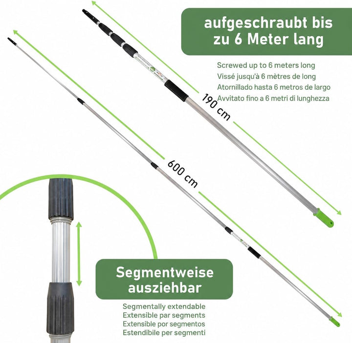 Axis Line | Profi Teleskopstange 6 Meter | 6 Stangen wählbar 1,7/3 /4/4.5/6 Meter | Profi Edition mi