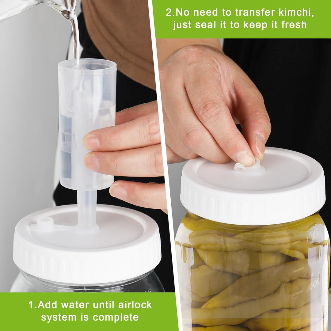 2 Stück Fermentierglas 1L, Fermentiergläser mit Gärventil, Fermentierset, Fermentationsglas, GäRbehä