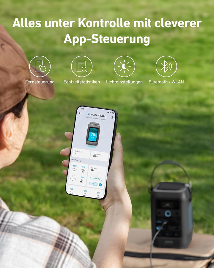 Anker SOLIX C300X DC Tragbare Powerstation, 288Wh LiFePO4-Akku, 300W Solargenerator, für Outdoor, Ca