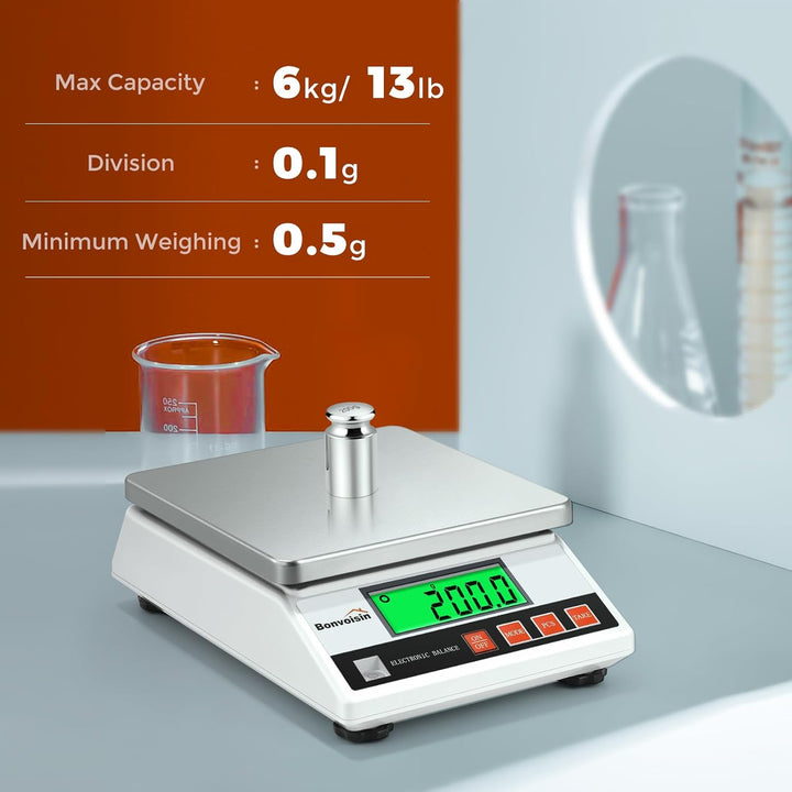 Bonvoisin 6000g, 0.1g Hochpr?zise Digitale Elektronische Waage Industrielle Z?hlwaage Küchenschmuckw