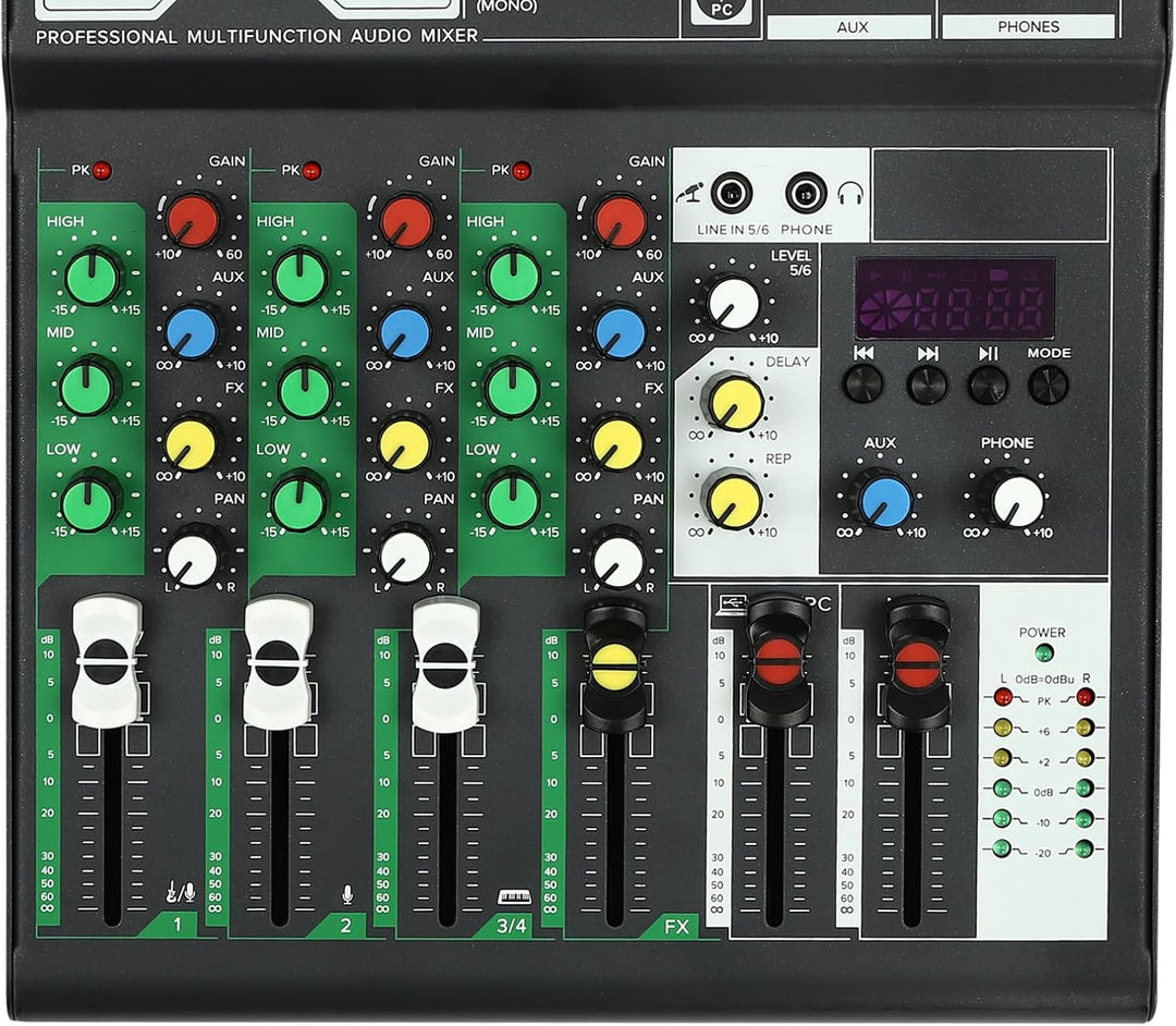 TaNeHaKi DJ Mixer 4 Kanal Sound Mixer Bluetooth Audio Mixer 4 Kanal Musikmixer Bluetooth Mini Audio