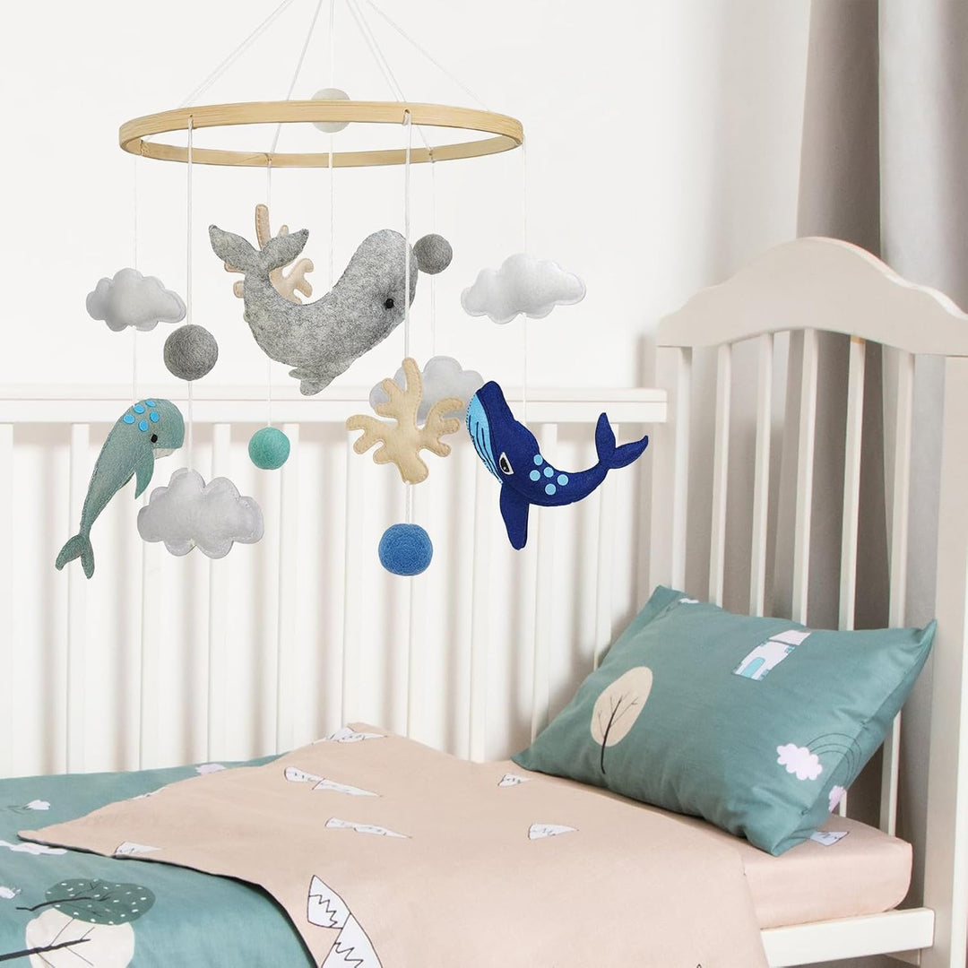 Mobil Baby Filz Wale Koralle Holz Meeres-Elemente Hängende Bettglocke Windspiel für Neugeborene Gesc