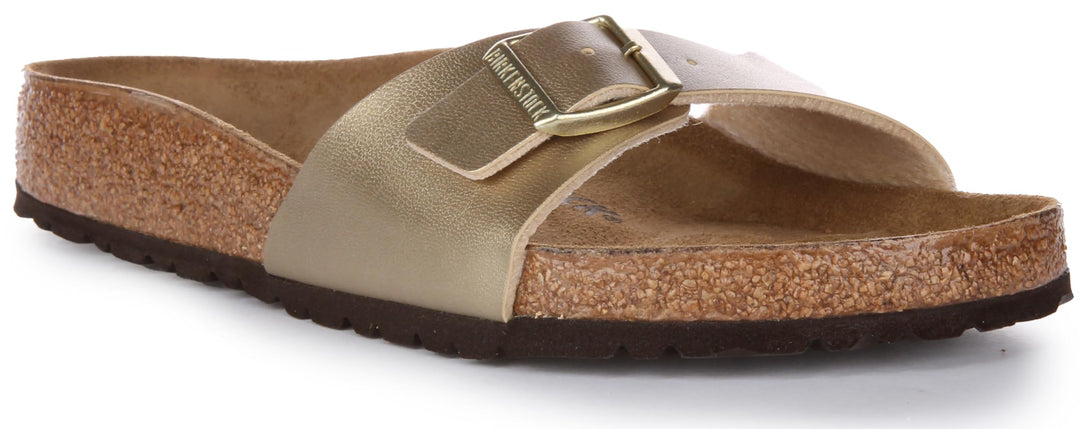 Birkenstock Classic MADRID BF-NUBUK Damen Pantoletten 37 EU Gold, 37 EU Gold