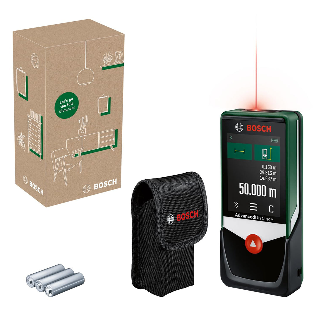Bosch Laserentfernungsmesser AdvancedDistance 50 C (Distanz bis 50m präzise messen, Touch-Display, M