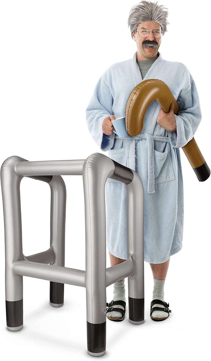 Balinco Aufblasbare Gehhilfe & Gehstock Set – Lustiges Oma Opa Kostüm Zubehör, Realistischer PVC Auf