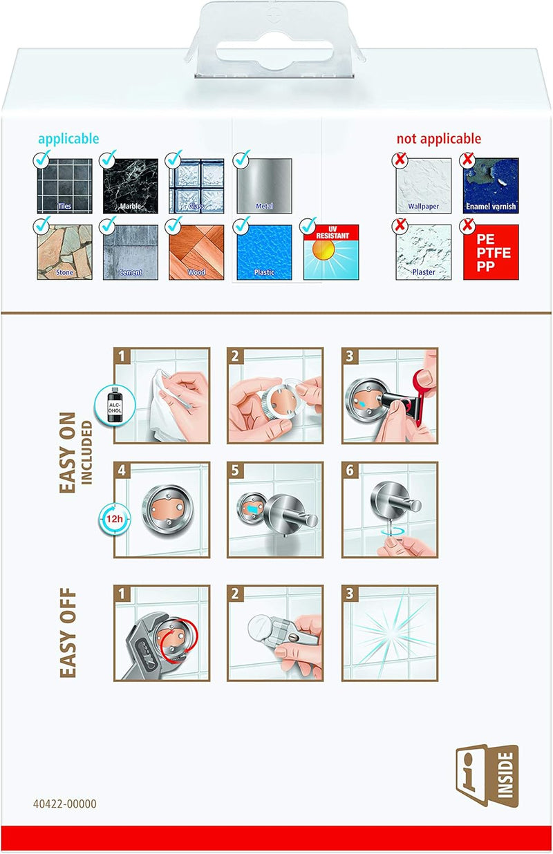 tesa EXXCLUSIV Seifenspender-Set, Milchglas und verchromtes Metall - Flüssigseifenspender zur Wandbe