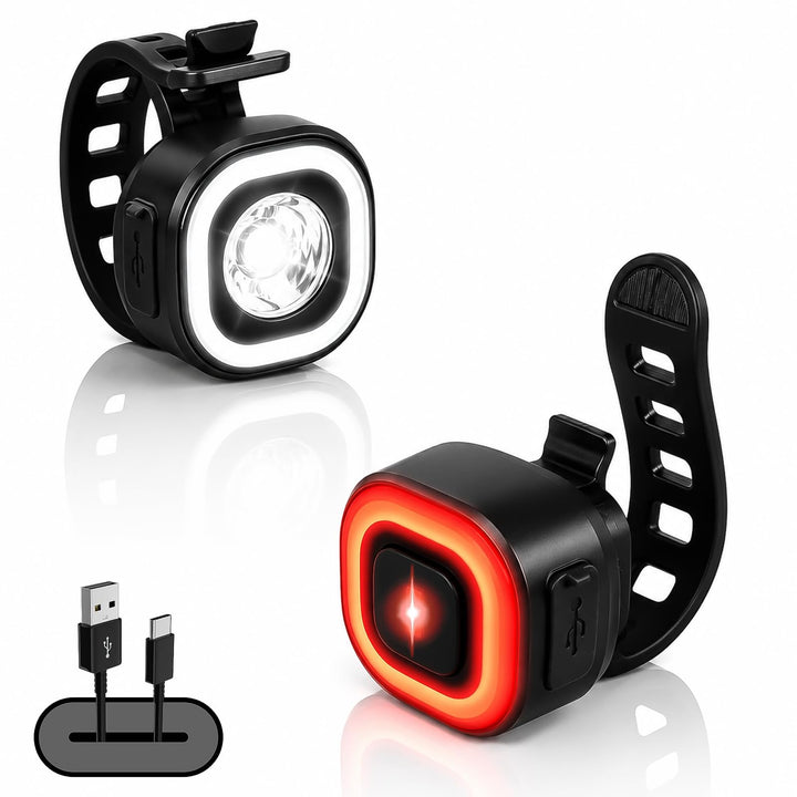 Fahrradlicht Set, LED Fahrradbeleuchtung Set mit Smart Bremslichtfunktion Rücklicht, StVZO-zugelasse
