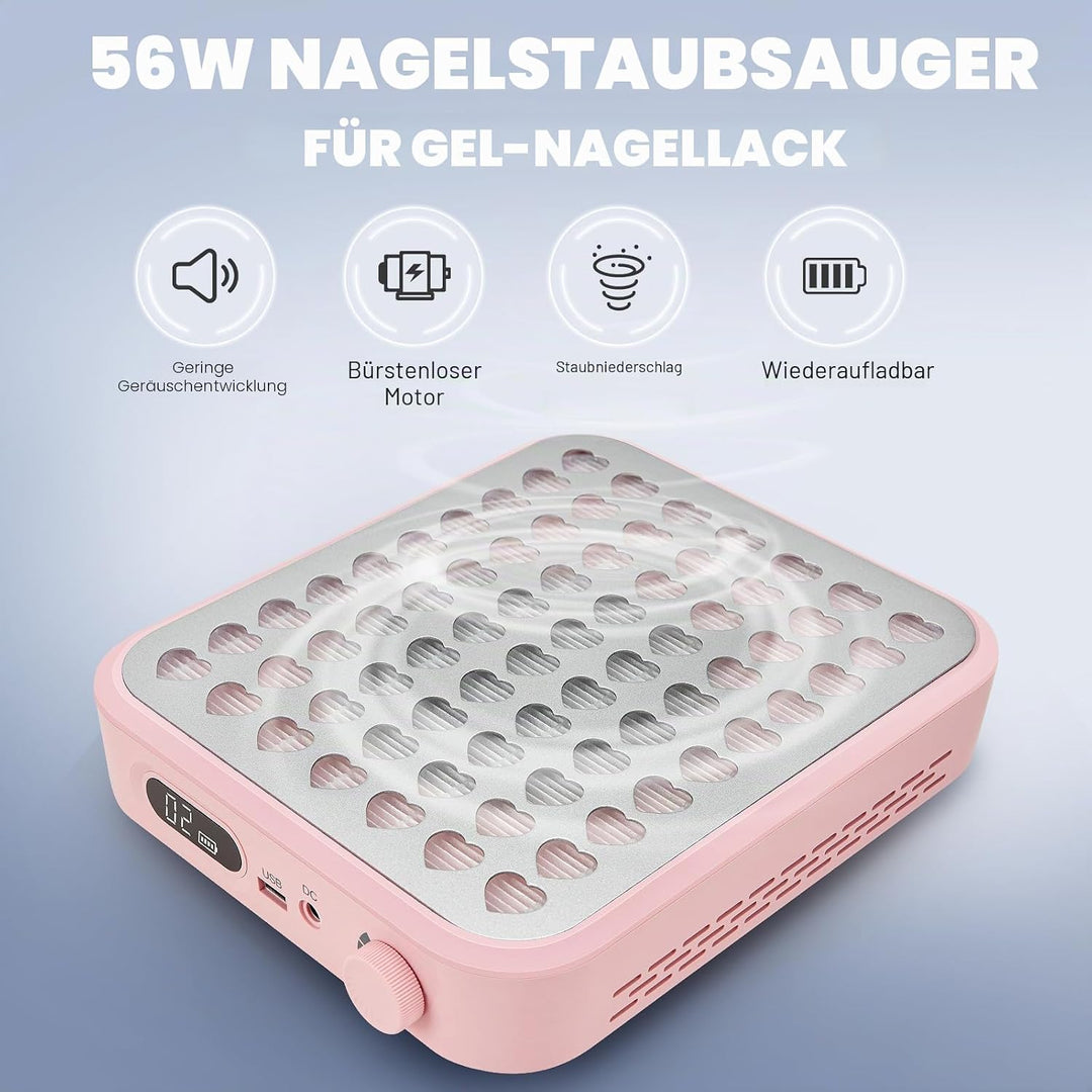 Madenia Kabellose Akku Staubabsaugung für Nägel, 56W Professionell Wiederaufladbare Leistungsstark N