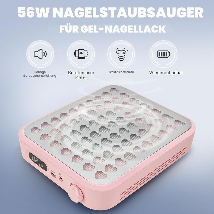 Madenia Kabellose Akku Staubabsaugung für Nägel, 56W Professionell Wiederaufladbare Leistungsstark N