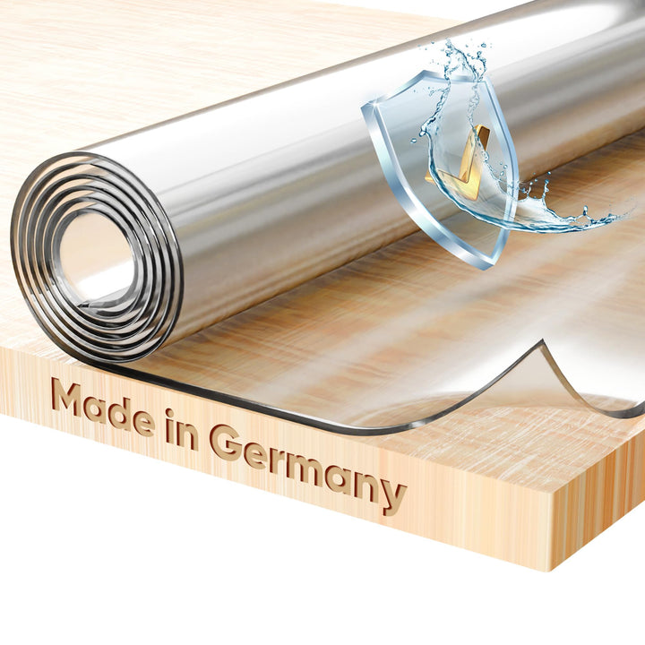 BEAUTEX Glasklar Folie 2 mm + abgeschrägte Kante, transparente Tischdecke Tischschutz, Made in Germa