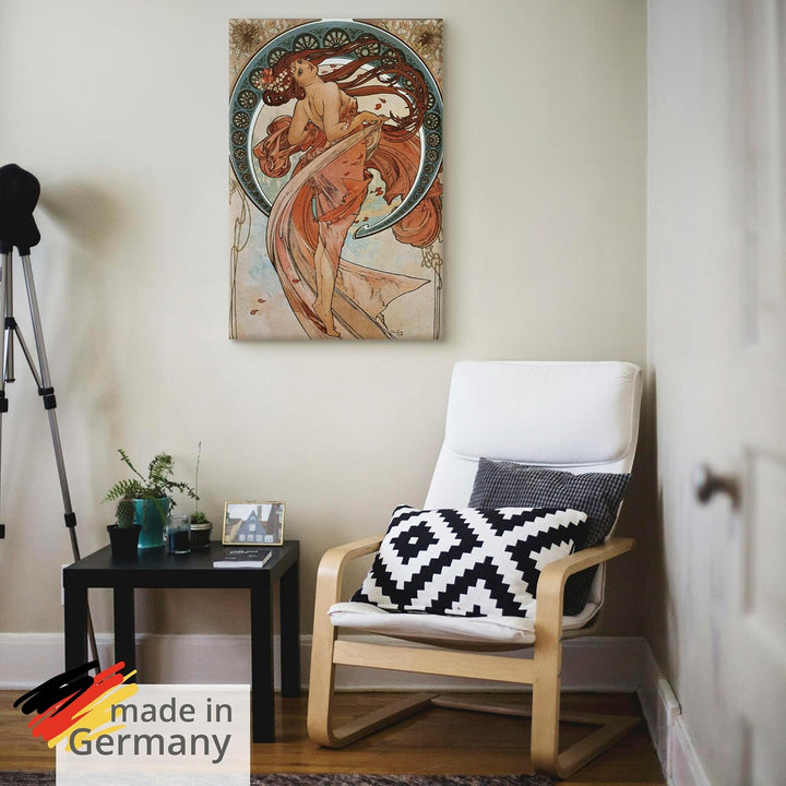 ARTland Leinwandbilder Wandbild Bild auf Leinwand 40x60 cm Wanddeko Frau Kleid Ornamente Vier Künste