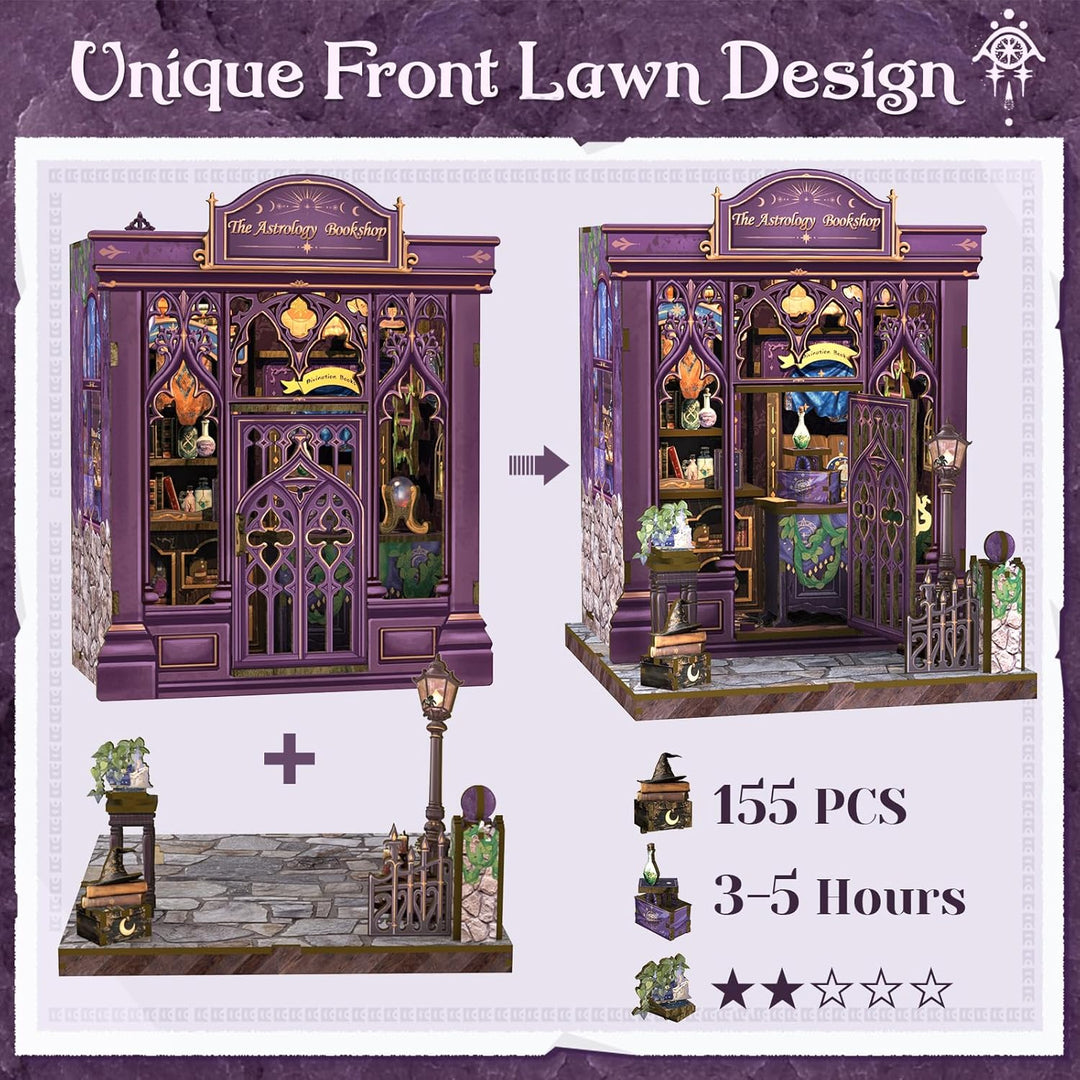 CUTEBEE Book Nook Kit – DIY Puppenhaus Häuser, Miniatur Haus Selber Bauen für Erwachsene, 3D-Holzpuz