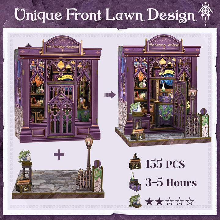CUTEBEE Book Nook Kit – DIY Puppenhaus Häuser, Miniatur Haus Selber Bauen für Erwachsene, 3D-Holzpuz