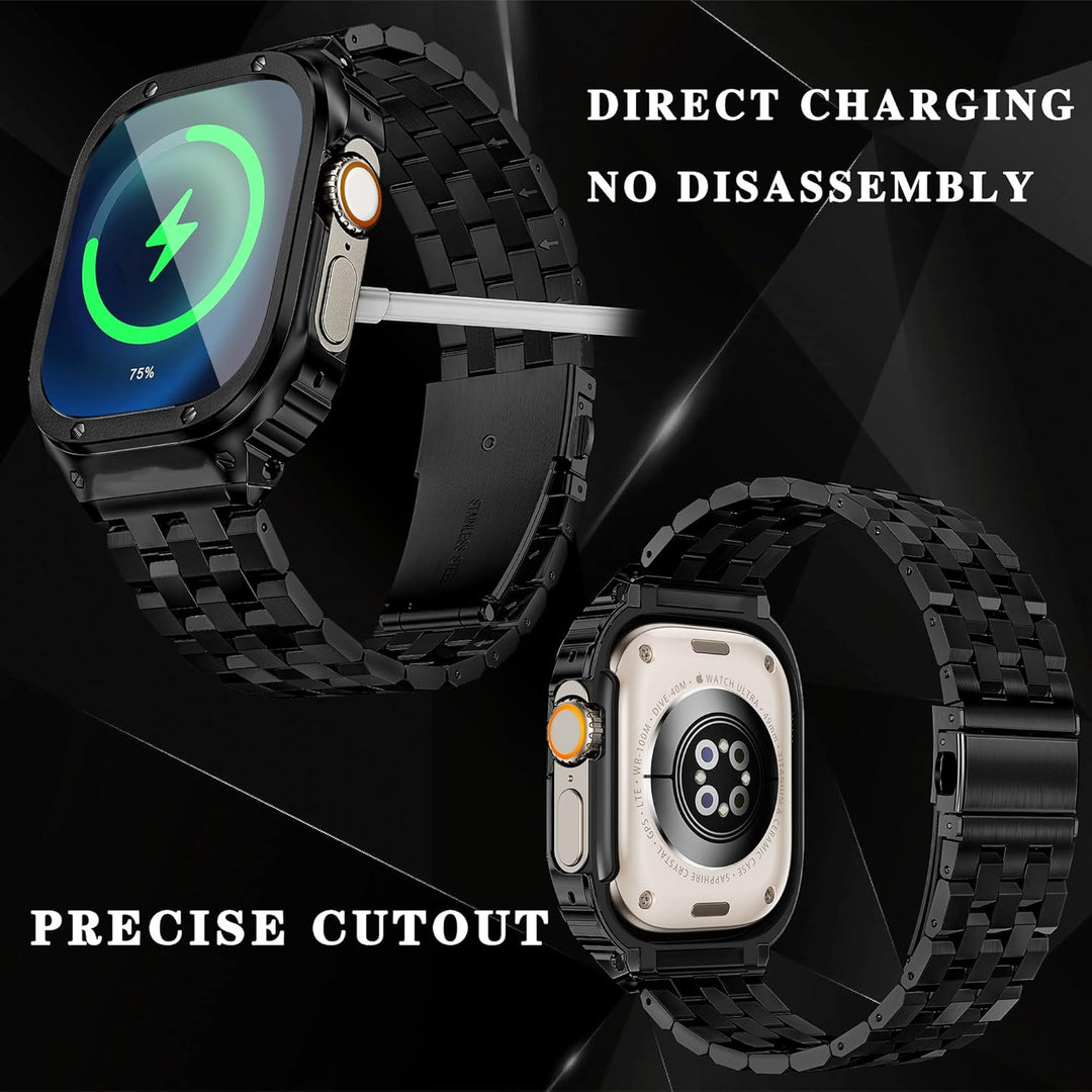 HASLFM Apple Watch Armbänder Kompatibel für iWatch Serie 6/5/4/SE/3/2/1(44mm/42mm), Edelstahl Apple
