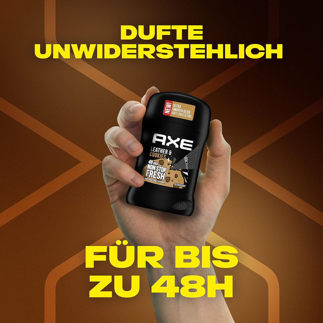 Axe Deodorant Stick Leather & Cookies Deo ohne Aluminium mit langanhaltendem Duft 6 Stück x 50 ml De