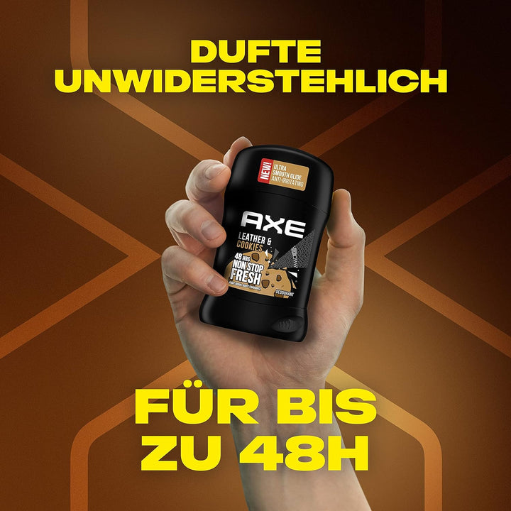 Axe Deodorant Stick Leather & Cookies Deo ohne Aluminium mit langanhaltendem Duft 6 Stück x 50 ml De