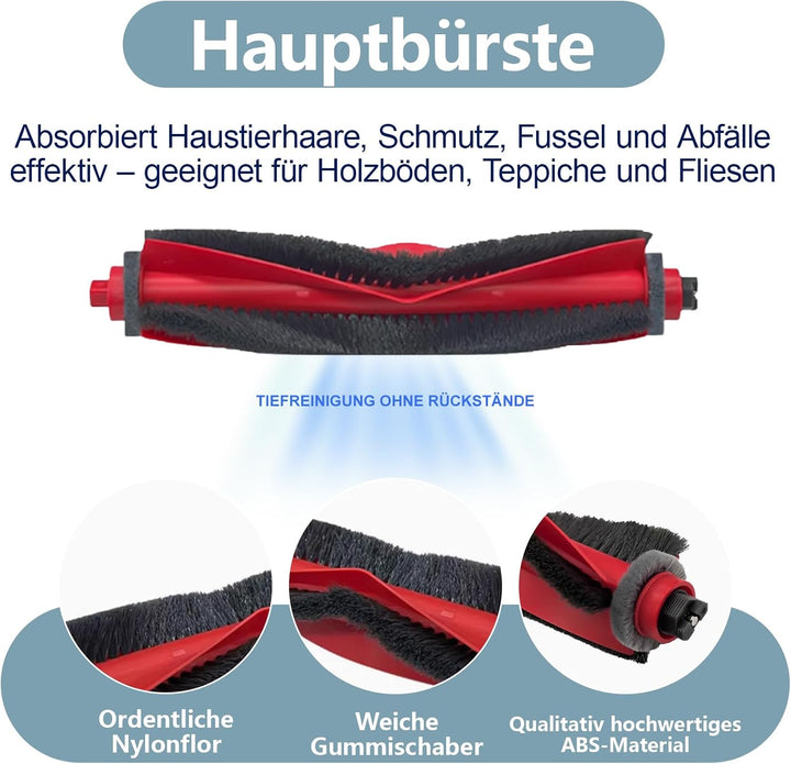 28 Stück Zubehör für Roborock Q10 S5+/ Q10 S5 Roboter Staubsauger, 2 Hauptbürsten, 6 Hepa Filters, 6