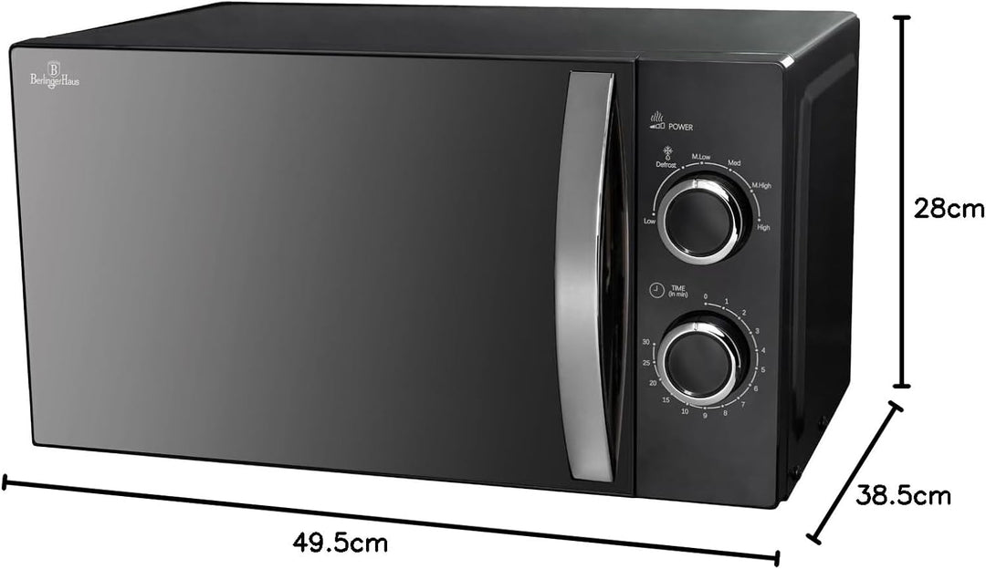 Berlinger Haus Mikrowellenherd 20 l | Black Rose Collection mit 700 W Leistung | 6 Stufen | Edelstah