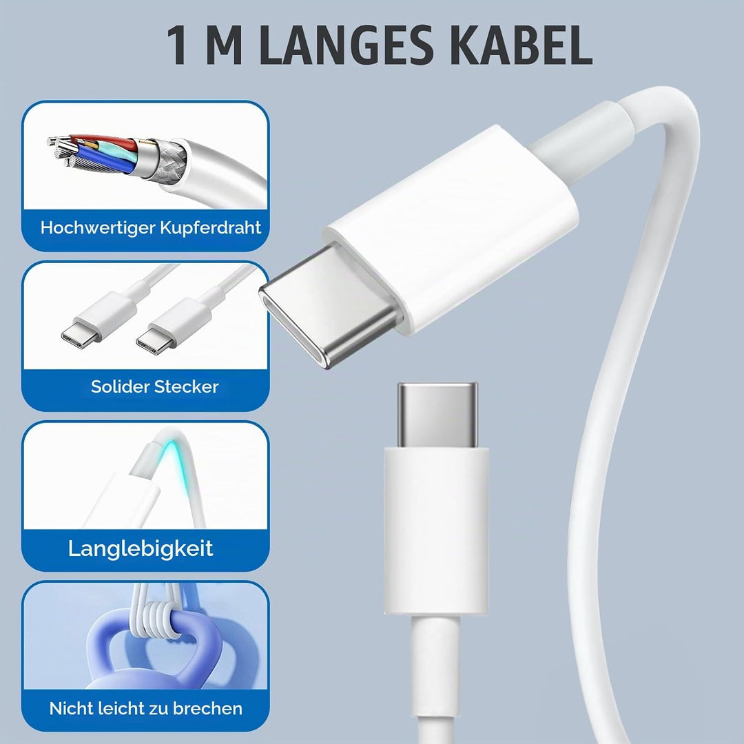 25W USB C Ladegerät Ladekabel für iPhone 17 16 15 Pro Max Plus, PD3.0 USB C Power Adapter Schnelllad