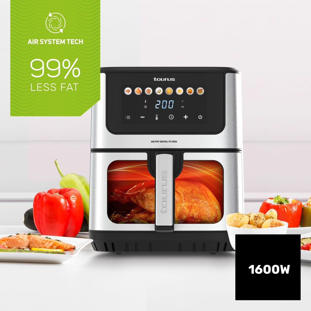 Taurus – Heissluftfritteuse Air Fry Digital 7S View, 1600W, 6,5L, 8 Programme, Touchscreen, Signalto