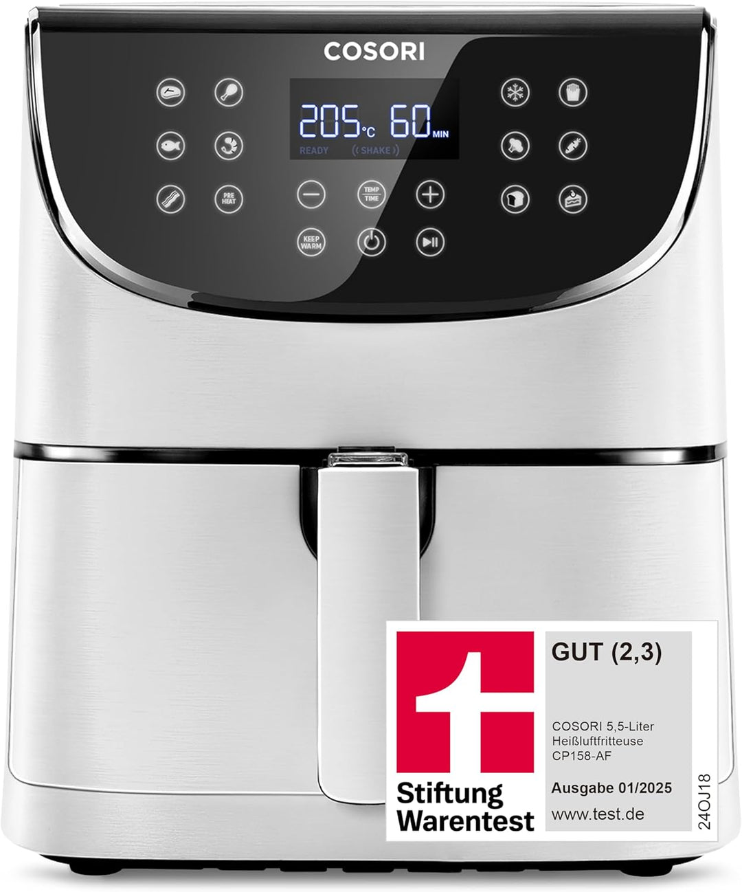 COSORI Heissluftfritteuse 5,5L XXL Weiss Friteuse Heissluft Fritteusen Air Fryer mit Digitalem LED-T