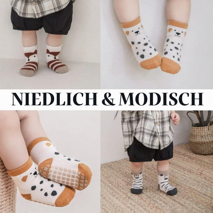 Rutschfeste Socken für Baby Mädchen Jungen 5 Paar Kinder Anti Rutsch Socken Sportsocken Stoppersocke