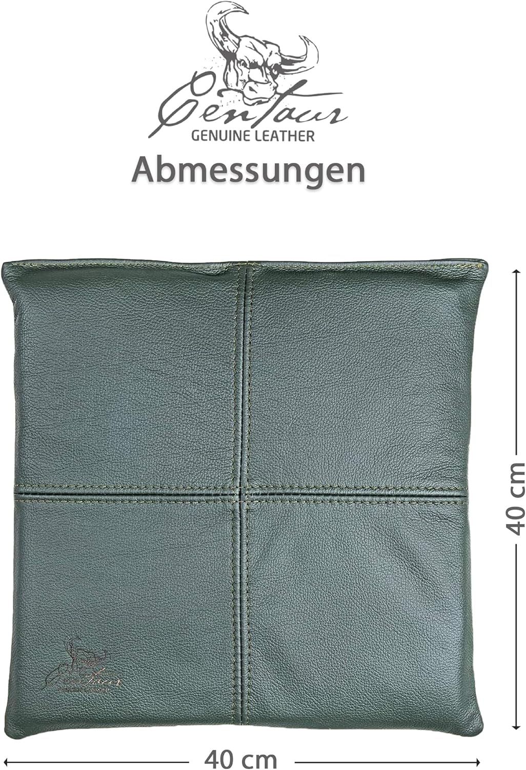 Centaur - Hochwertiges Leder Sitzkissen - Flaschengrün 40x40 cm - Ideal für Stuhl oder Sitzbank - Ab