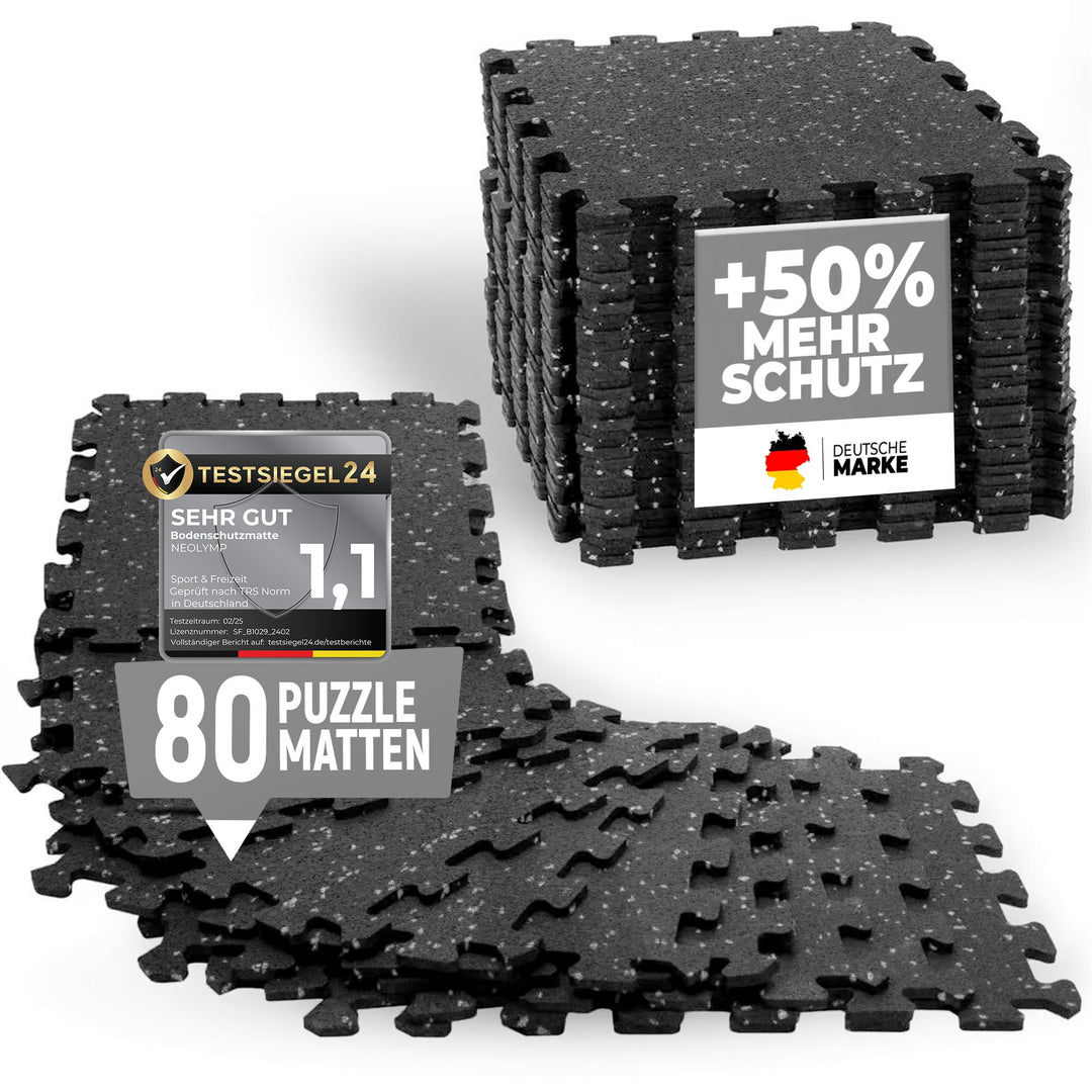NEOLYMP Bodenschutzmatte Fitness 1 x 8 Matten, extra dicke und robuste Gummimatte Fitnessboden - Puz