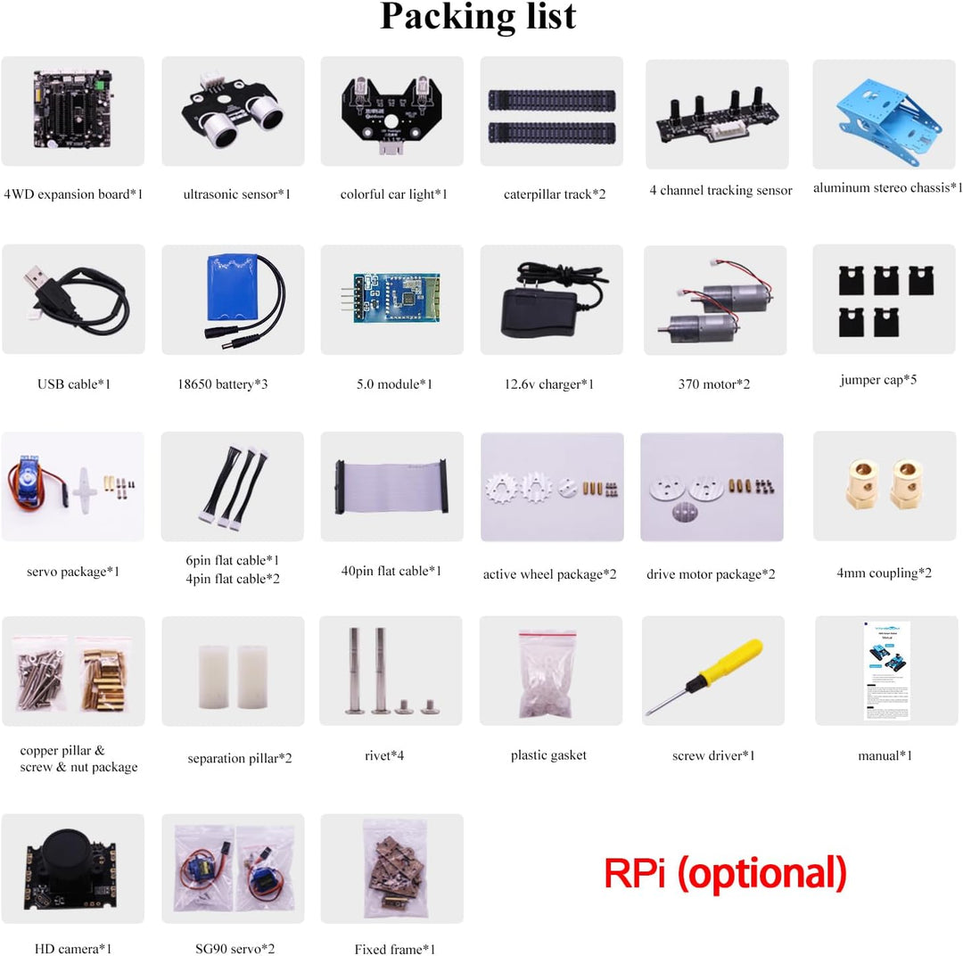 Yahboom Raspberry Pi Robotic mit Kamera Programmierbares AI Elektronisches DIY Tank Robot Kit f¨¹r T