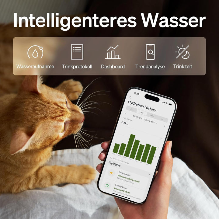 PETLIBRO Upgrade Katzenbrunnen - Kabelloser Trinkbrunnen für Katze mit App-Überwachung, 3L/101oz Doc