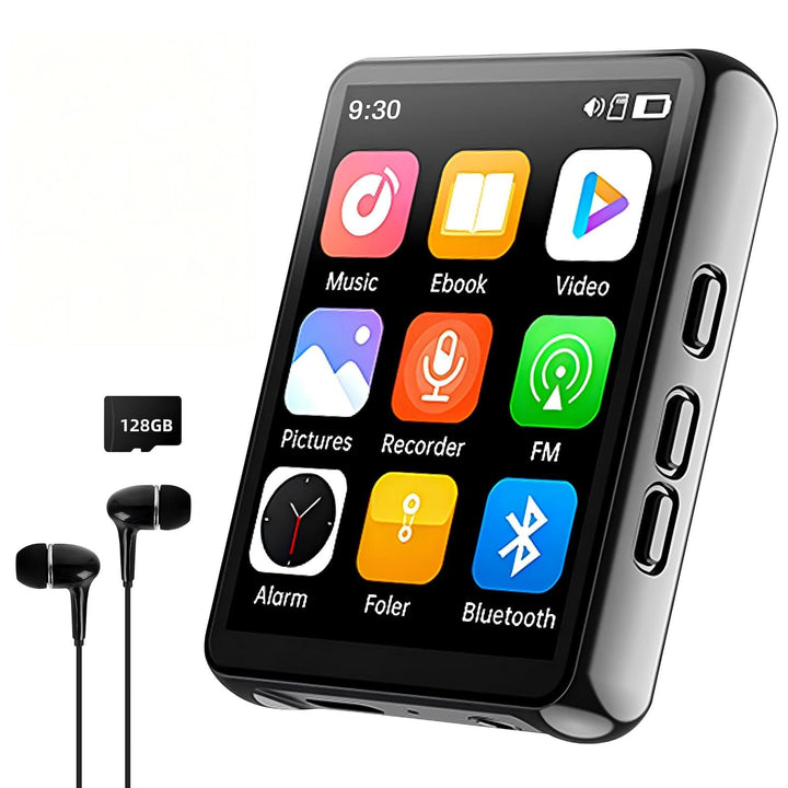 128GB MP3 Player mit Bluetooth -Tragbarer Musikplayer mit Lautsprecher, MP3 &amp; MP4 Player, 2.4" Full