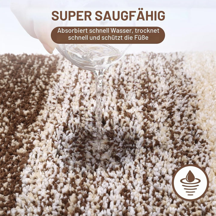 Enyhom Super Weich Badematten Kaffee Mikrofaser Hochflor Badezimmerteppich rutschfeste Maschinenwasc