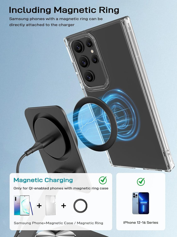 Magnetisches Kabelloses Ladegerät für Samsung Galaxy S25 Ultra/S24, Klappbarer Reise Mag Safe Ladest
