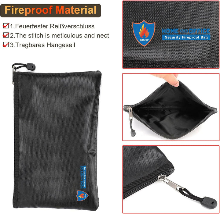 2 Stück Feuerfeste Tasche 29x20cm, Wasserdichte Feuerbeständige Tasche,Tresor Feuerfest Geldscheine