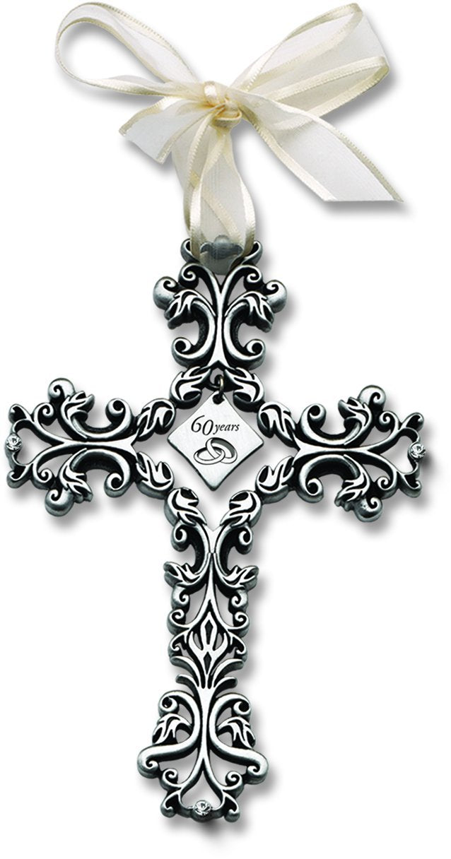 Cathedral Art Wandkreuz zum 60. Hochzeitstag, 12,7 cm hoch, Metall, Silber, One Size 60. Jahrestag,