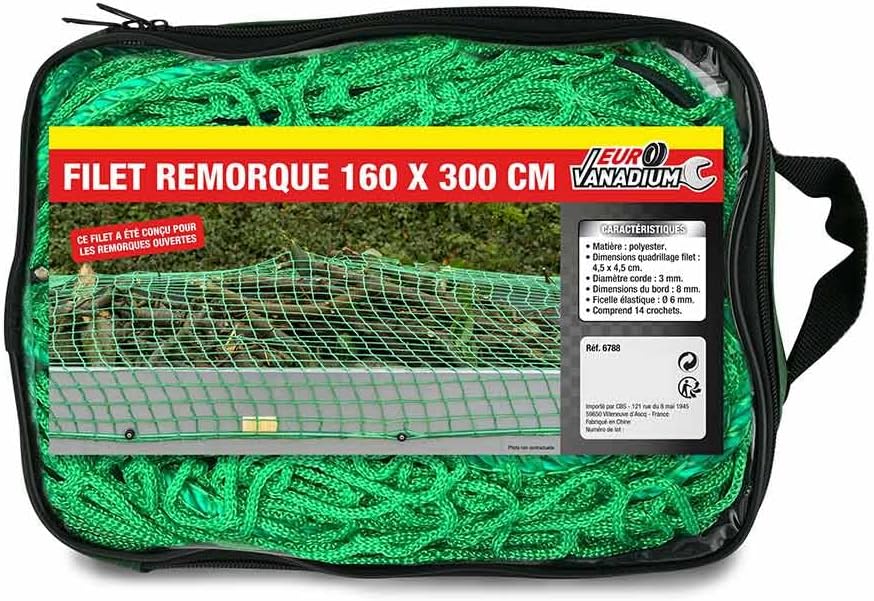 Euro-VANADIUM Anhängernetz mit elastischem Rand, 160 x 300, Grün 160 x 300
